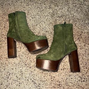 Free People Green Ankle Platform Boots / Booties